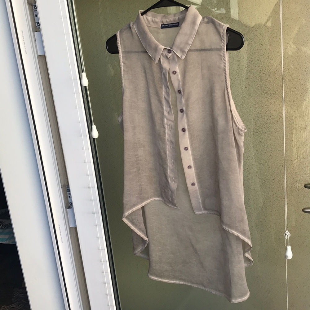 Sheer button down tank top